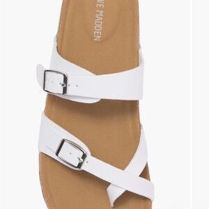 Steve Madden White Sandals Cross-Strap Design